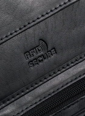 Czarny skórzany portfel z RFID Secure
