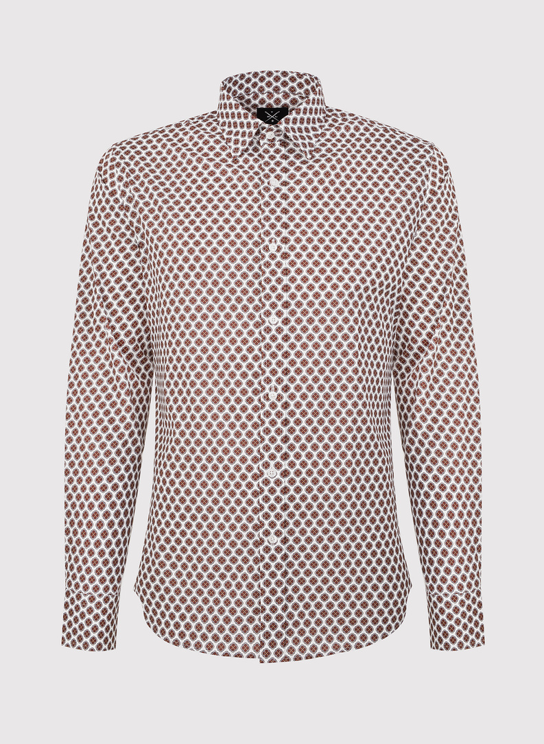 Casualowa koszula męska w brązowy wzór