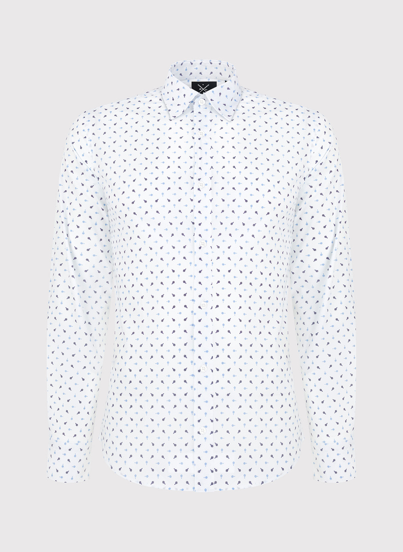 Biała koszula męska w drobny wzór