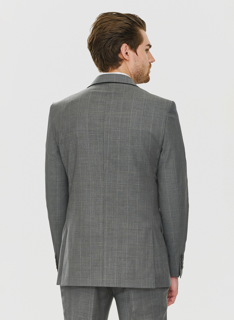 Dwuczęściowy garnitur męski w drobną kratę