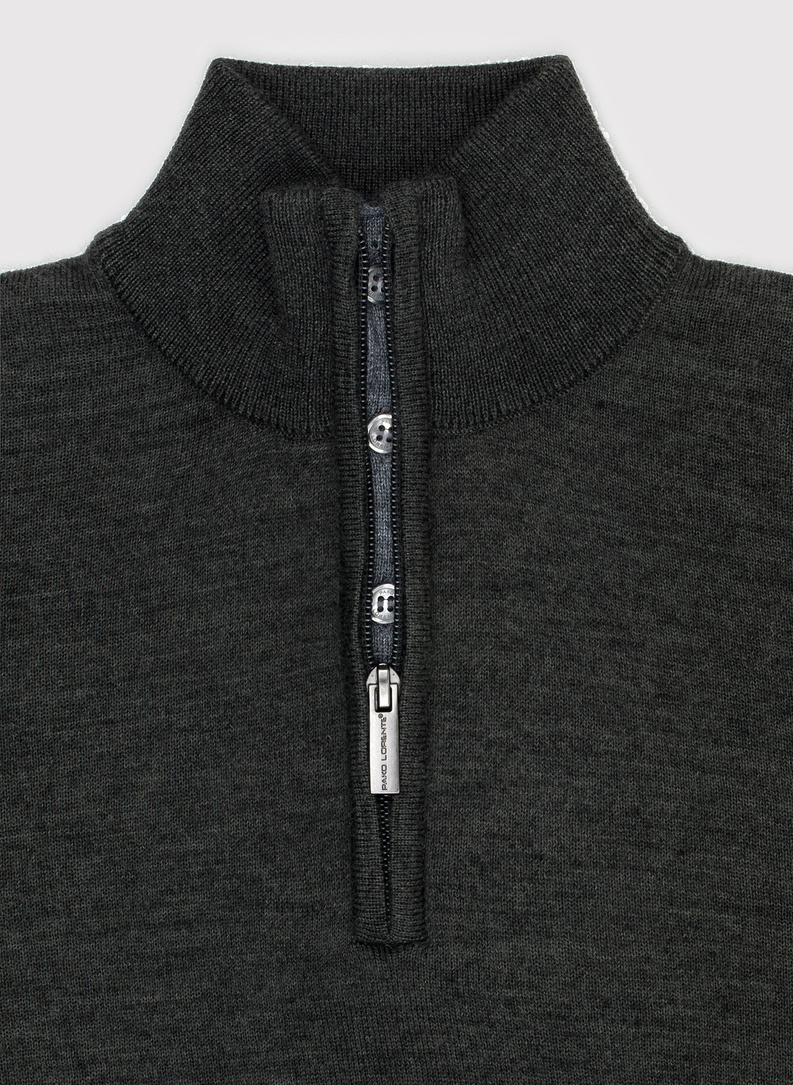 Grafitowy sweter męski ze stójką