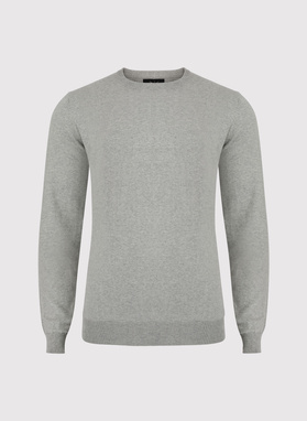 Szary sweter męski z okrągłym dekoltem