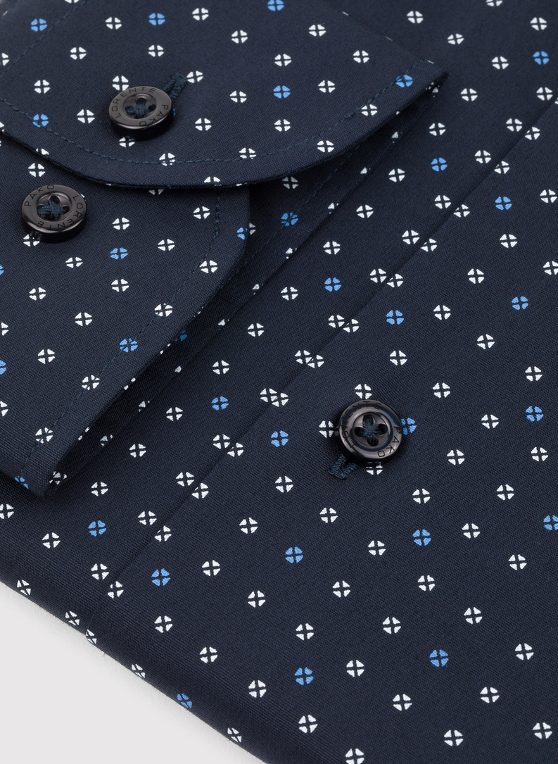 Granatowa koszula męska w mikrowzór