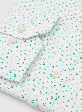 Biała koszula męska w zielony mikrowzór