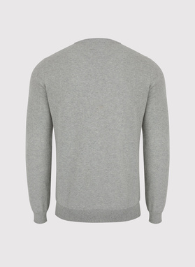 Szary sweter męski z okrągłym dekoltem