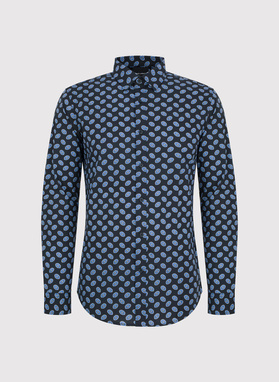 Granatowa koszula w kwiaty