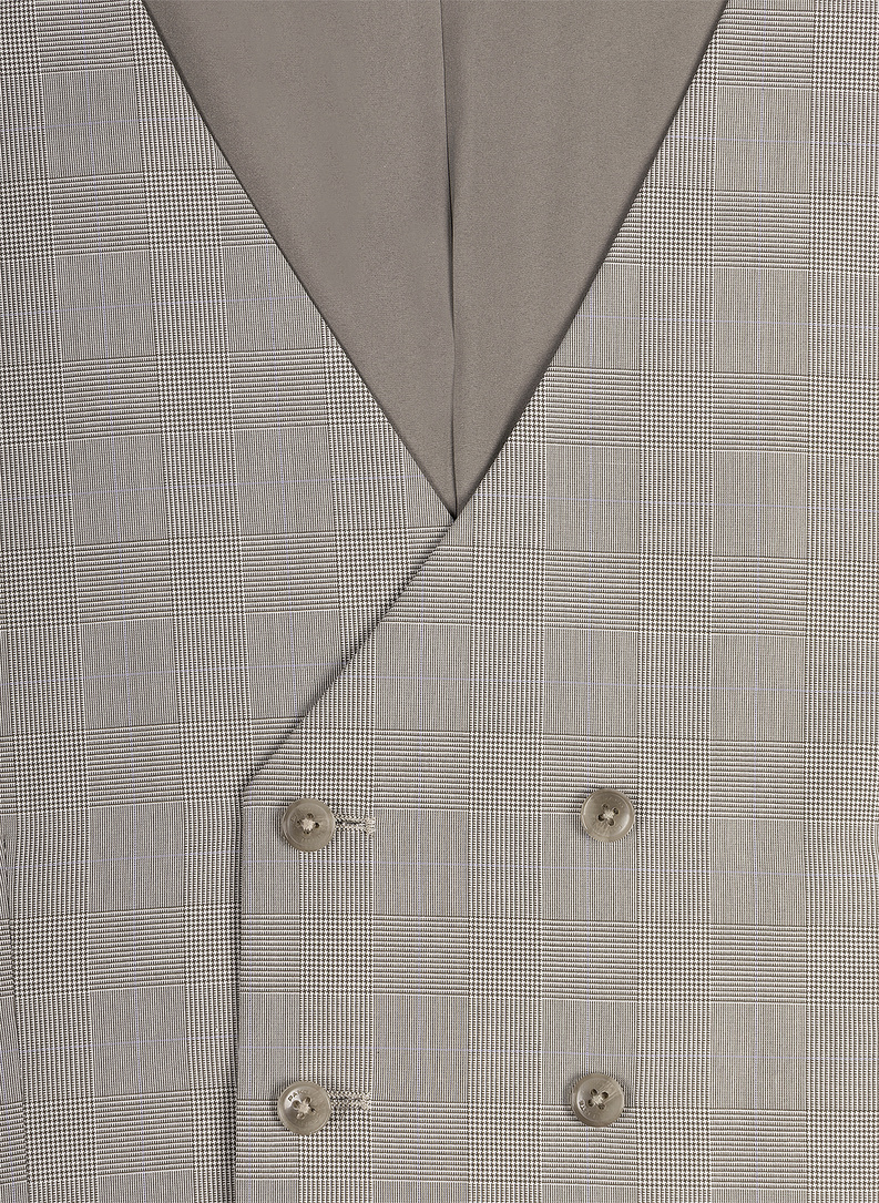 Szara dwurzędowa kamizelka w kratę