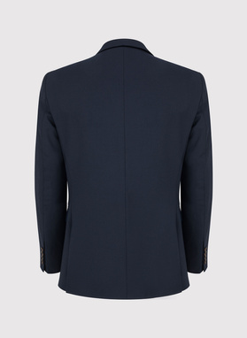 Gładka granatowa marynarka garniturowa