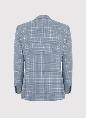 Niebieski garnitur w kratę