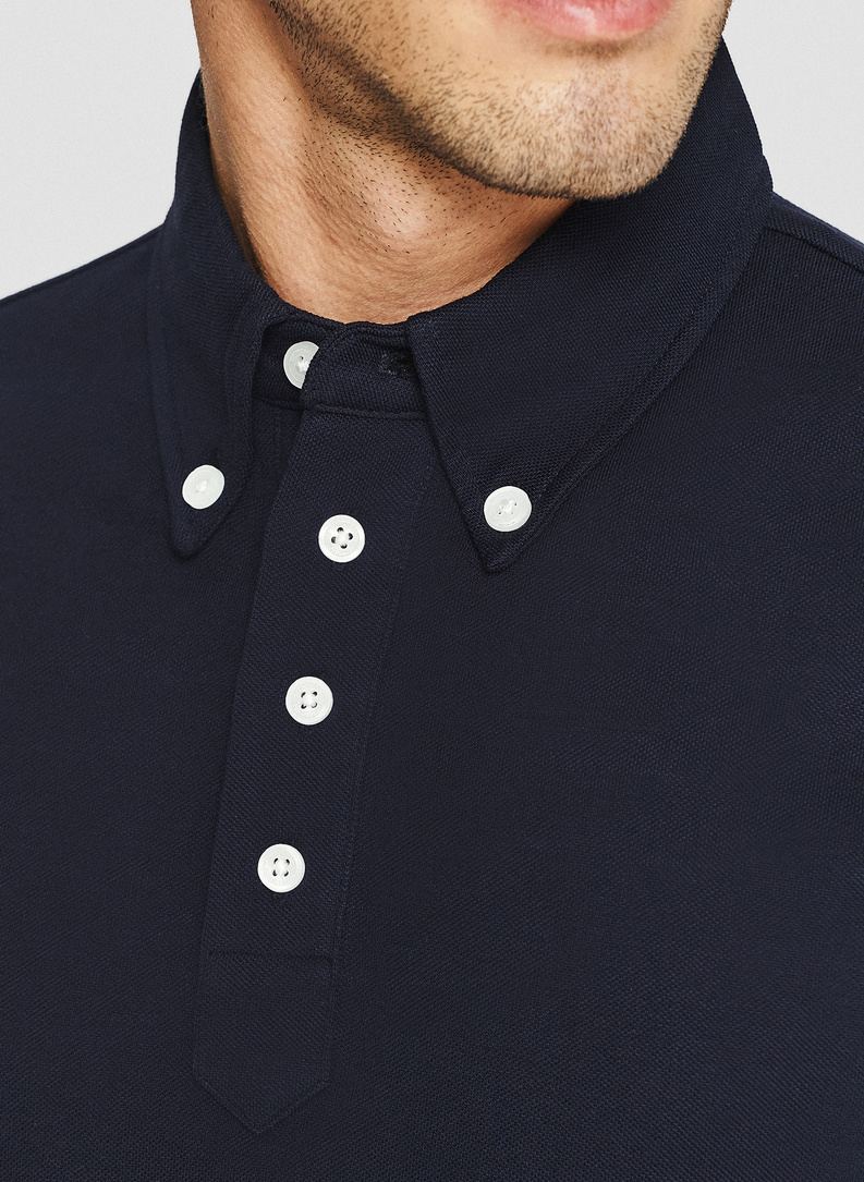 Granatowy t-shirt polo z bawełny