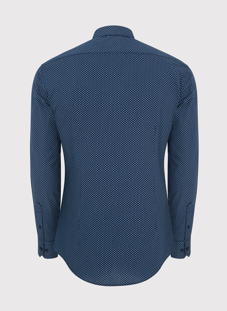 Granatowa koszula w drobny wzór 