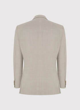 Beżowa wełniana marynarka garniturowa