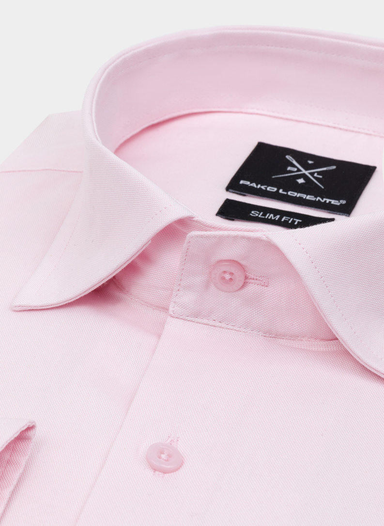 Gładka elegancka koszula męska w kolorze różowym