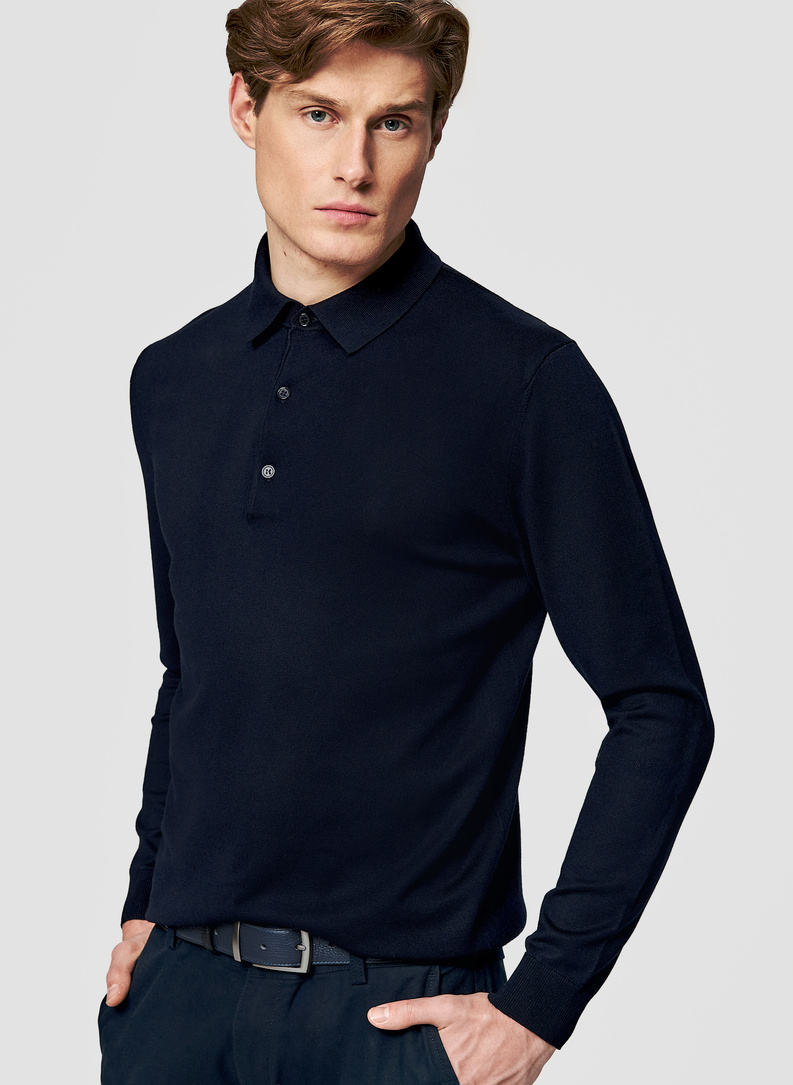 Sweter polo w kolorze granatowym