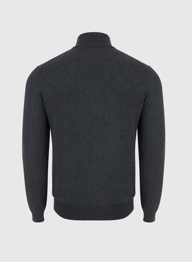 Szary rozpinany sweter męski ze stójką