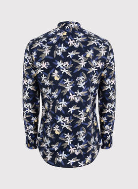 Granatowa koszula męska w kwiaty