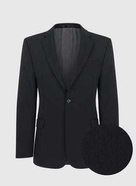 Gładki czarny garnitur z wełną