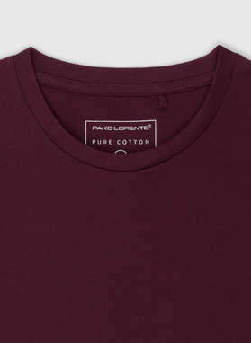 Bawełniany bordowy t-shirt z okrągłym dekoltem