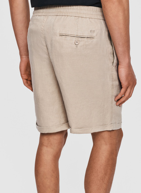 Lniane beżowe szorty męskie
