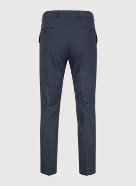 Granatowy garnitur w bordową kratę Windowpane