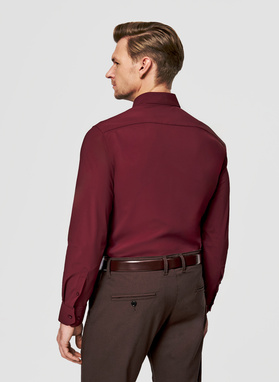 Bordowa dzianinowa koszula męska