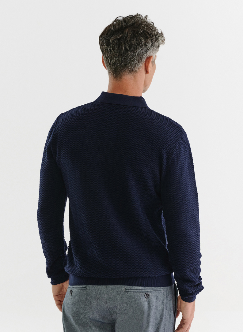 Bawełniany sweter polo w kolorze granatowym