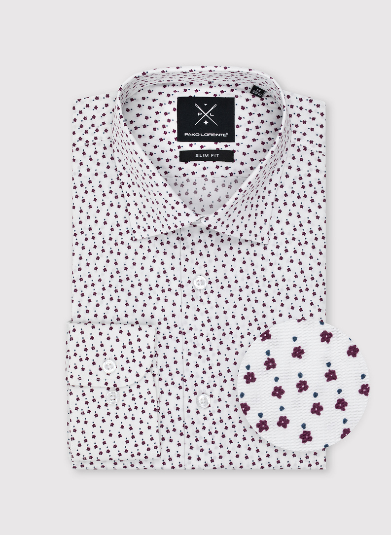 Biała koszula męska w mikrowzór