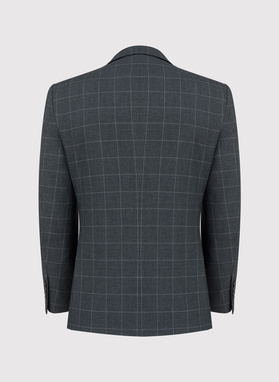 Szara dwurzędowa marynarka w kratę