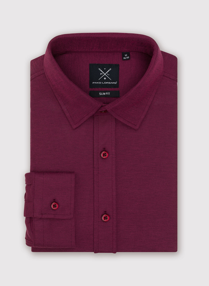 Gładka taliowania koszula w kolorze bordowym