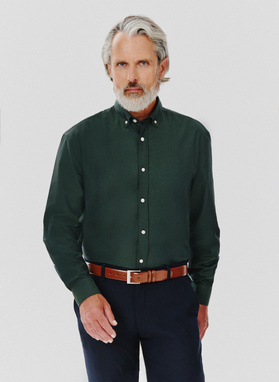Gładka koszula męska zielona długi rękaw