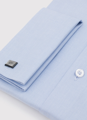 Niebieska bawełniana koszula męska na spinki