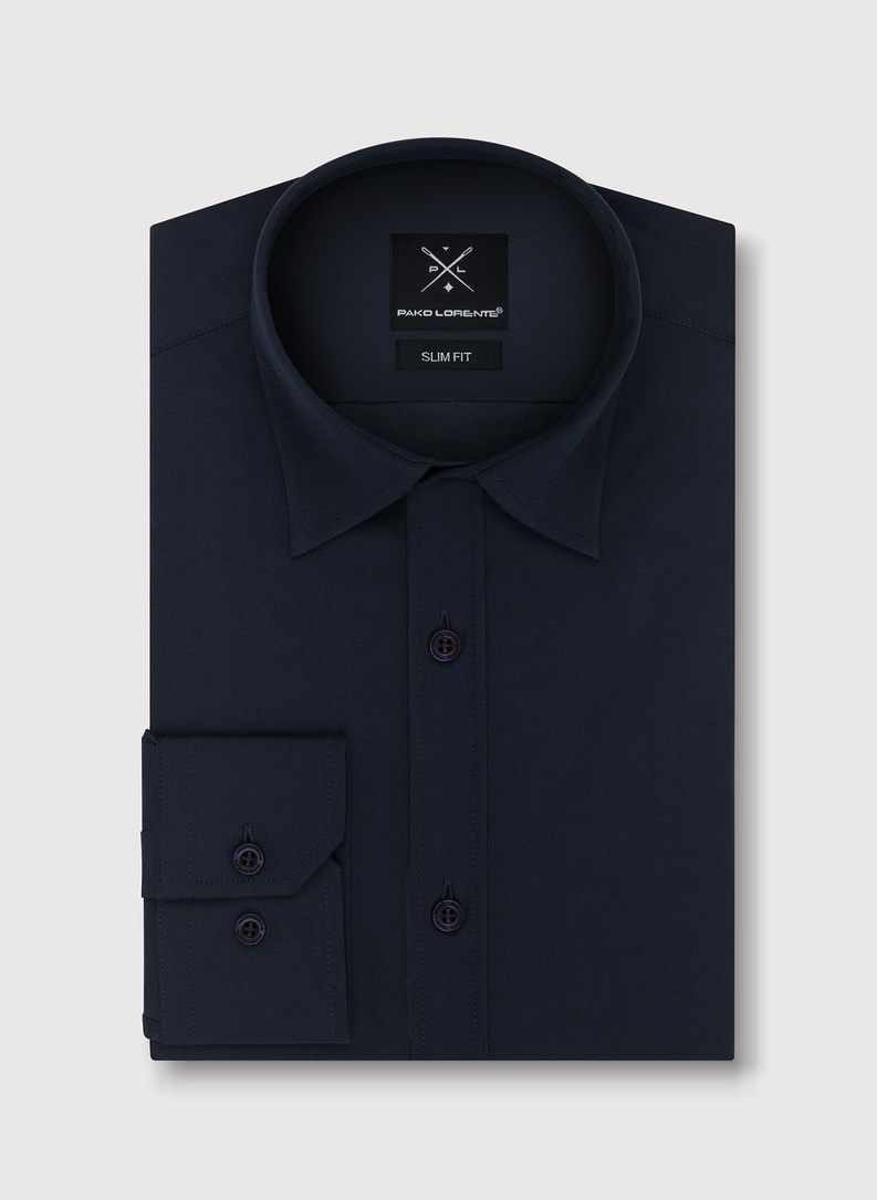 Granatowa gładka koszula męska