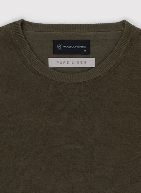 Zielony lniany sweter