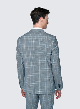 Niebieski garnitur w kratę