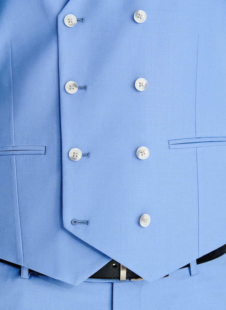 Niebieska wełniana kamizelka garniturowa