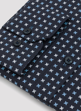 Granatowa koszula w niebiesko-biały mikrowzór