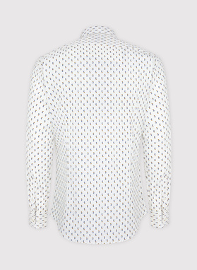 Męska biała koszula w drobne kwiatki 