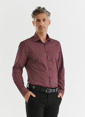Męska bordowa koszula w kwiatki