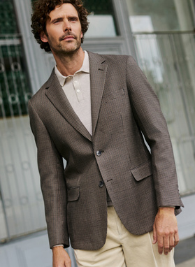 Wełniana marynarka w drobną kratę