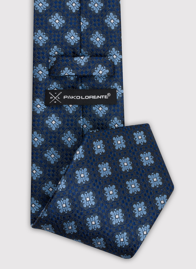 Granatowy krawat męski w kwiaty