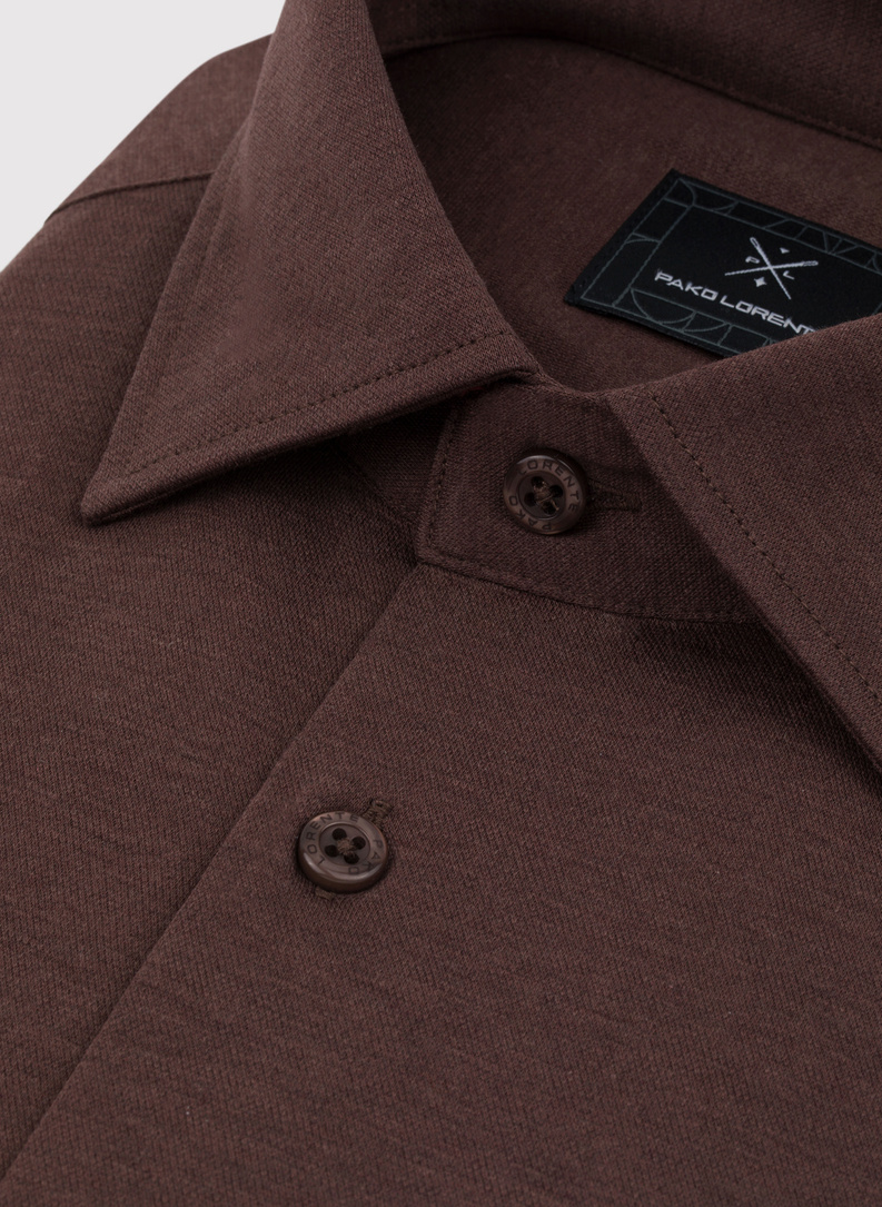 Ciemna brązowa bawełniana koszula męska