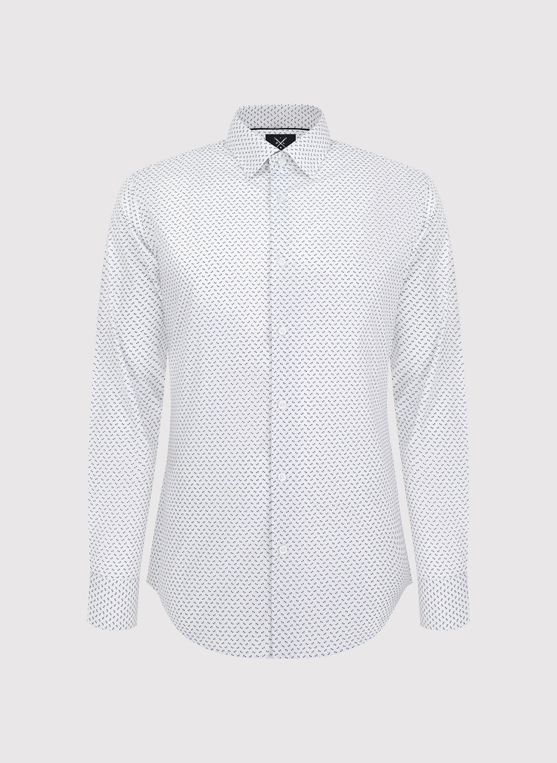 Biała koszula męska w mikrowzór