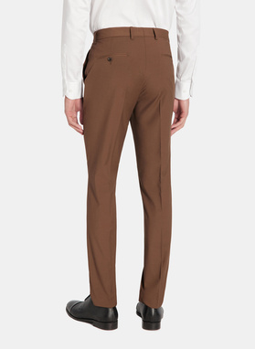 Gładkie brązowe spodnie garniturowe
