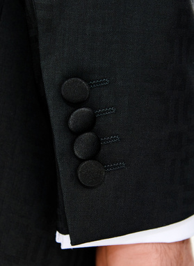 Ślubna żakardowa marynarka smokingowa w kolorze czarnym