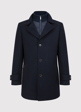 Wełniany płaszcz męski w kolorze granatowym