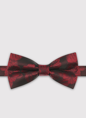 Bordowa mucha męska we wzór kwiatowy