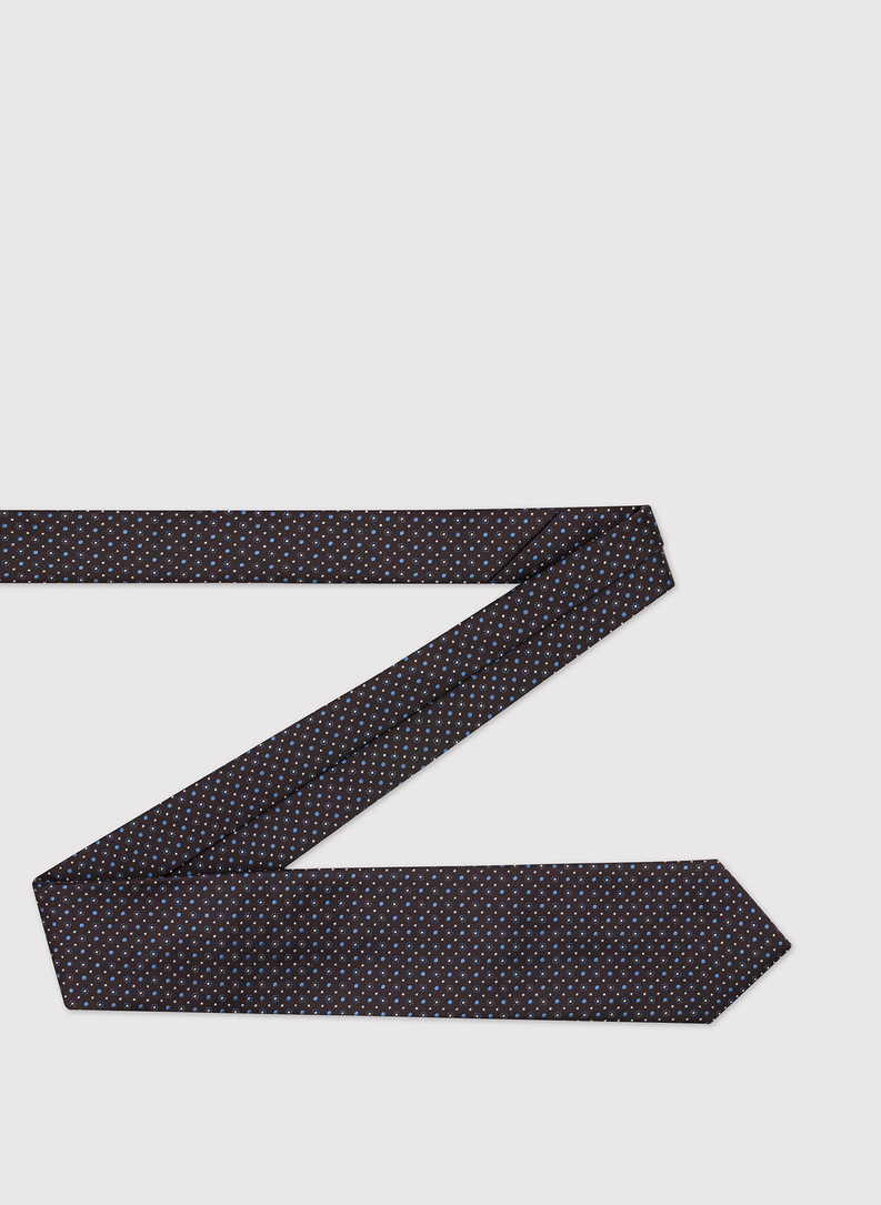 Brązowy krawat męski w mikrowzór