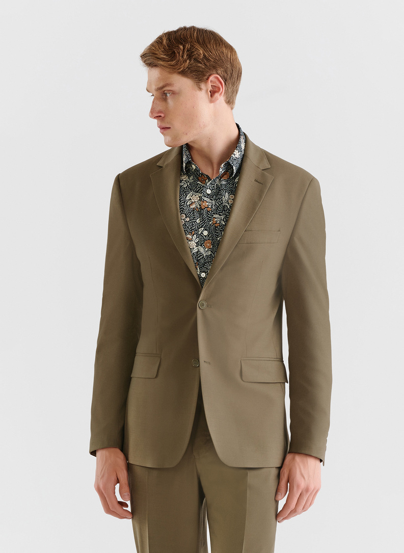 Zielona marynarka garniturowa z wełną