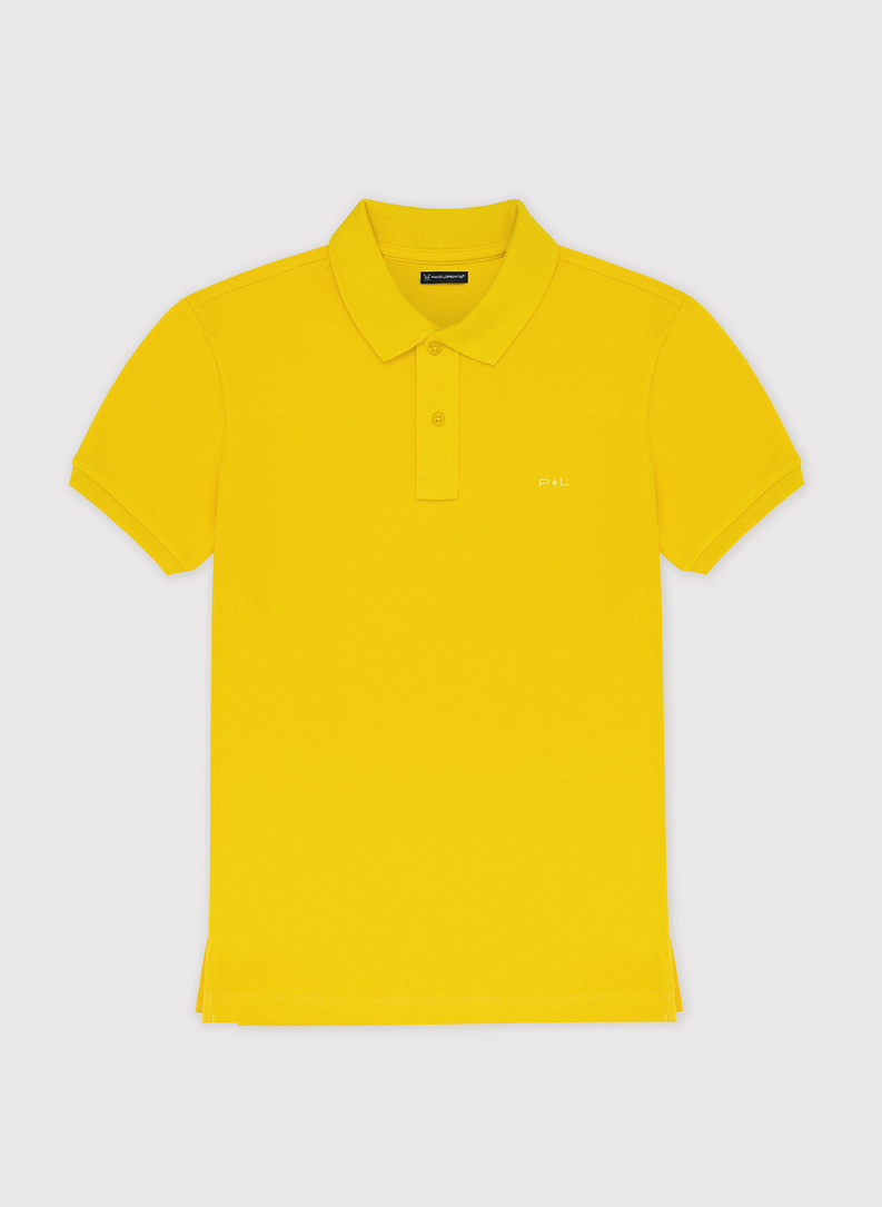 Gładki T-shirt polo w kolorze żółtym 