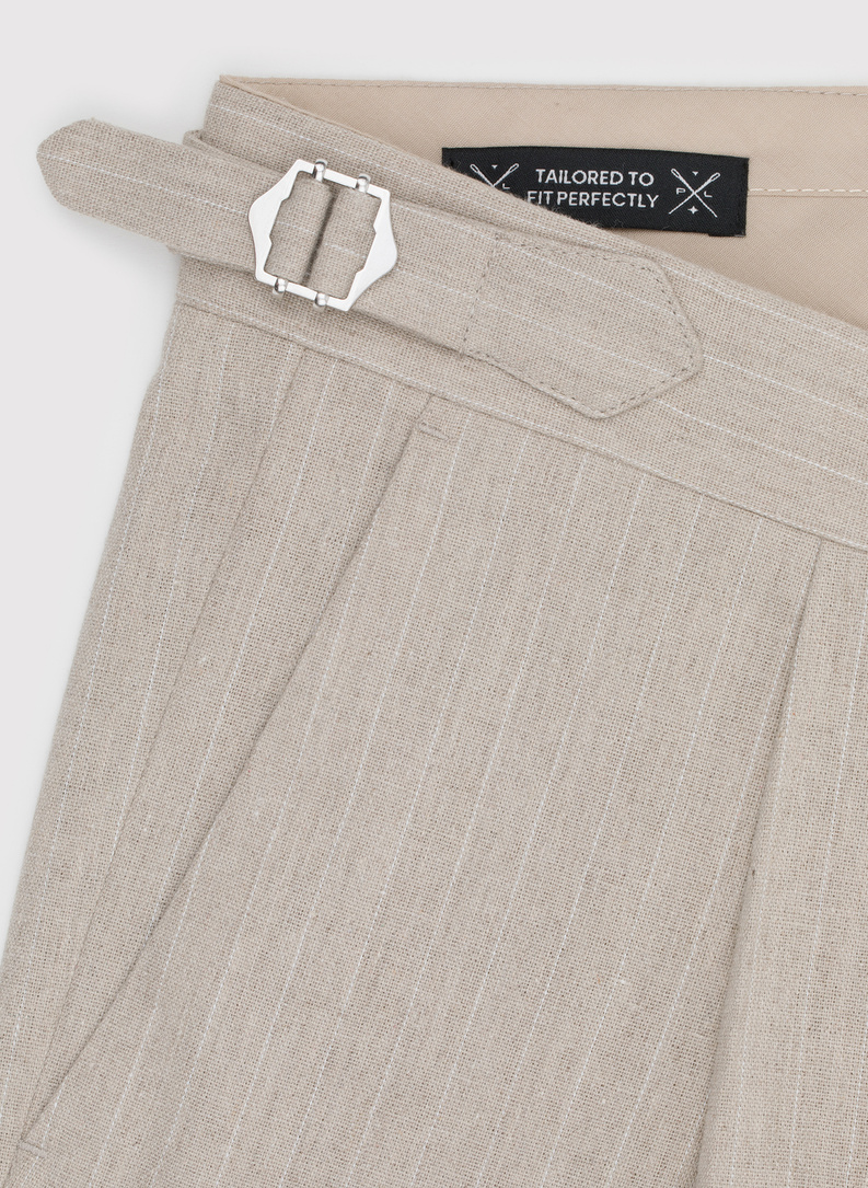 Spodnie męskie w prążek z lnem